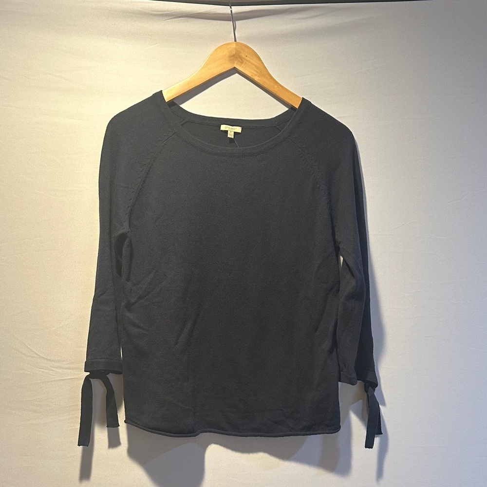 Navy Sweater with Tie Accents